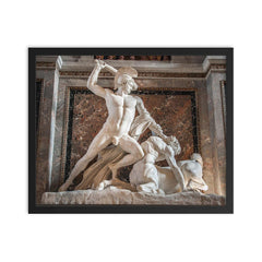 Theseus Fighting the Centaur by Antonio Canova, 1804–1819 framed print on a plain backdrop in size 16"x20".