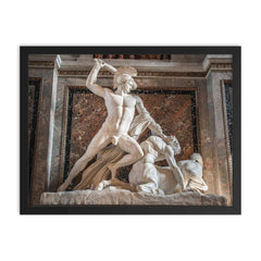 Theseus Fighting the Centaur by Antonio Canova, 1804–1819 framed print on a plain backdrop in size 18"x24".