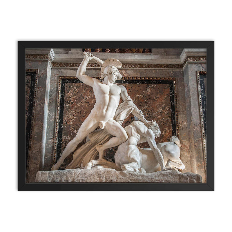 Theseus Fighting the Centaur by Antonio Canova, 1804–1819 framed print on a plain backdrop in size 18
