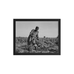 Thirteen-year old sharecropper boy near Americus, Georgia by Dorothea Lange framed print on a plain backdrop in size 12"x16".