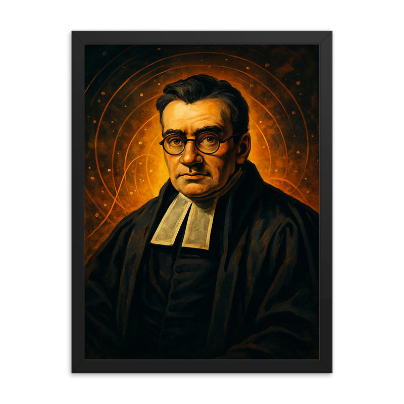 Thomas Bayes framed print on a plain backdrop in size 18