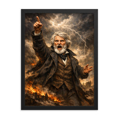 Thomas Carlyle thunderous prophet pose framed print on a plain backdrop in size 18"x24".