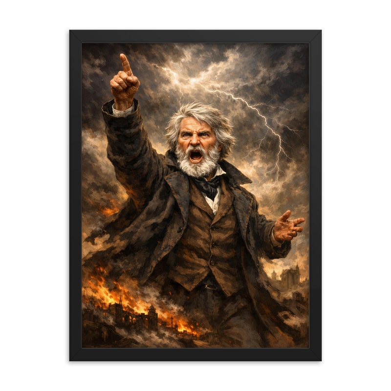 Thomas Carlyle thunderous prophet pose framed print on a plain backdrop in size 18