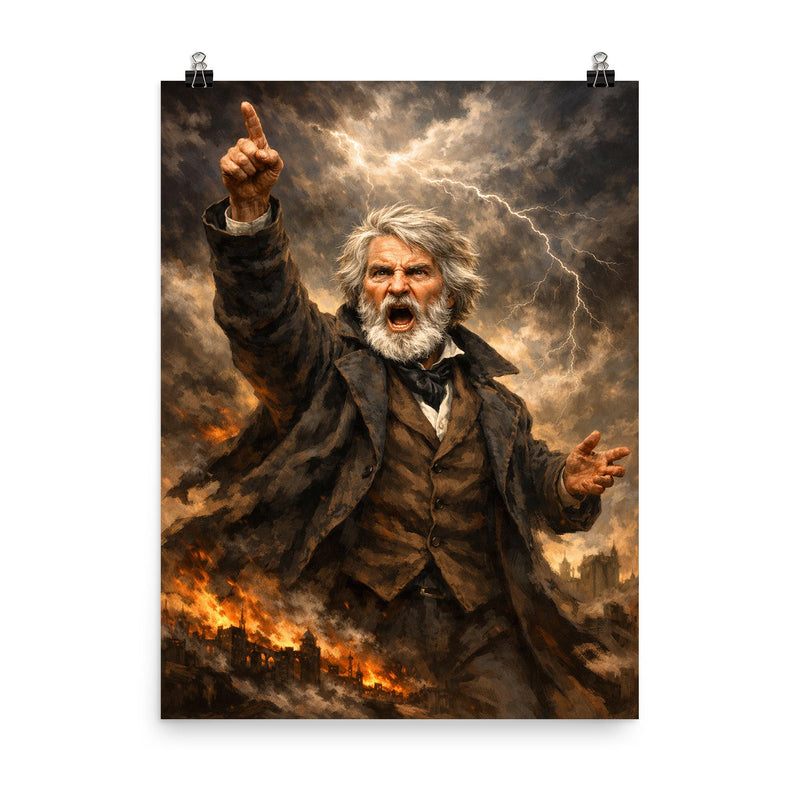 Thomas Carlyle thunderous prophet pose poster on a plain backdrop in size 8