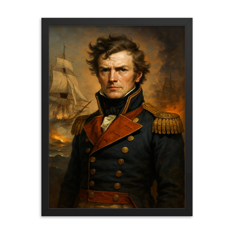 Thomas Cochrane framed print on a plain backdrop in size 18