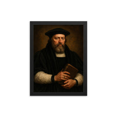 Thomas Cranmer framed print on a plain backdrop in size 12"x16".
