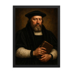 Thomas Cranmer framed print on a plain backdrop in size 18"x24".