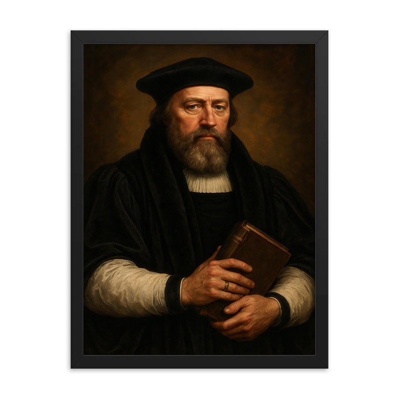 Thomas Cranmer framed print on a plain backdrop in size 18