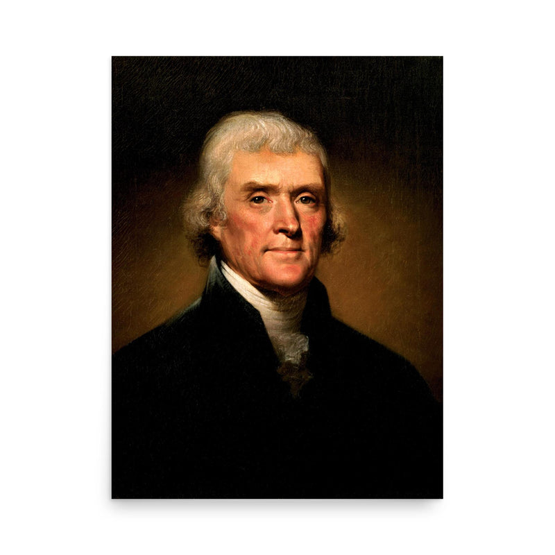 Thomas Jefferson poster on a plain backdrop in size 18