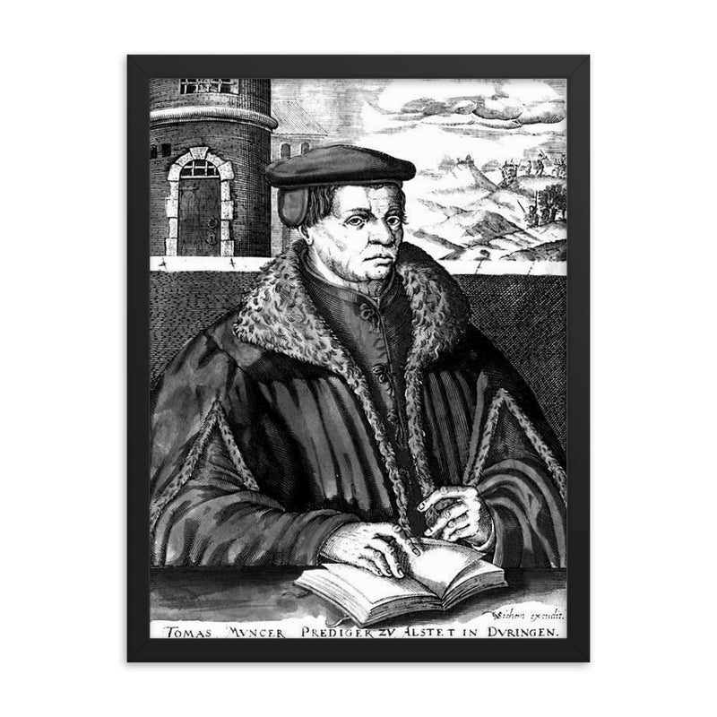 Thomas Muntzer framed print on a plain backdrop in size 18