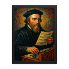 Thomas Tallis framed print on a plain backdrop in size 18"x24".