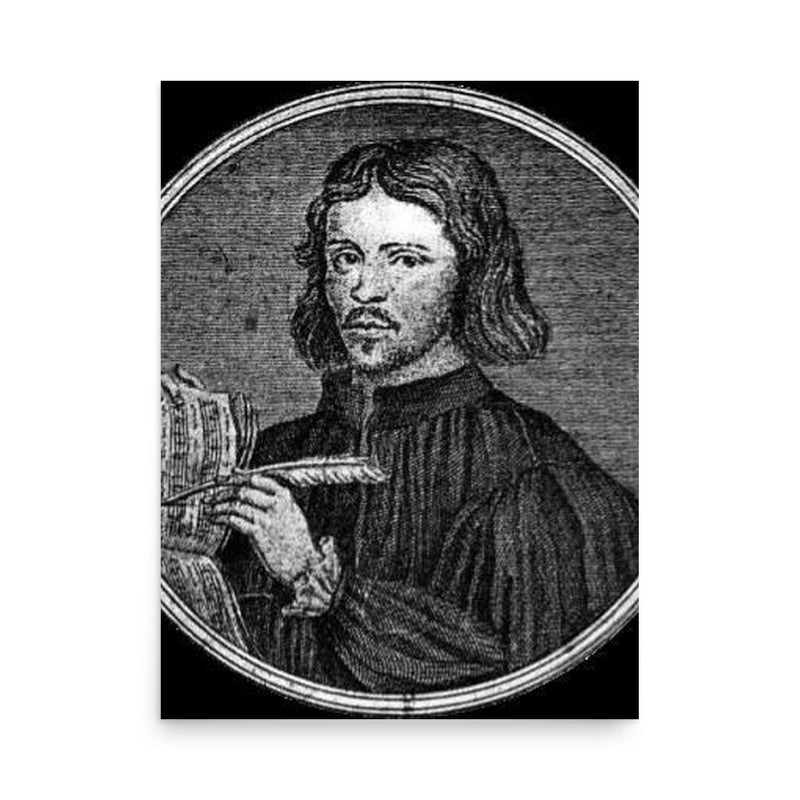 Thomas Tallis poster on a plain backdrop in size 18