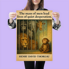 Thoreau quote mass of men quiet desperation zoo animals behind bars inspirational poster 3