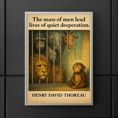 Thoreau quote mass of men quiet desperation zoo animals behind bars inspirational poster 5
