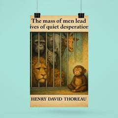 Thoreau quote mass of men quiet desperation zoo animals behind bars inspirational poster 6