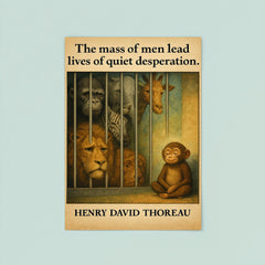 Thoreau quote mass of men quiet desperation zoo animals behind bars inspirational poster 8