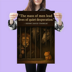 thoreau quote quiet desperation animals in zoo looking sad poster 3
