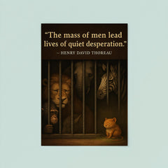 thoreau quote quiet desperation animals in zoo looking sad poster 8