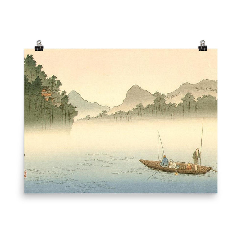 Three Fishermen by Koho Shoda poster on a plain backdrop in size 8