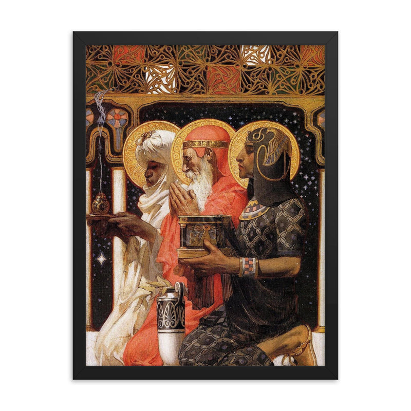 Three Wise Men by J.C. Leyendecker, 1900 framed print on a plain backdrop in size 18