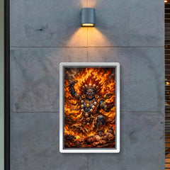 Tibetan wrathful deity amid blazing ritual fire poster 2