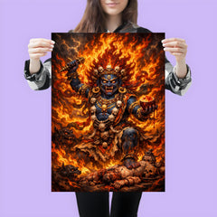Tibetan wrathful deity amid blazing ritual fire poster 3