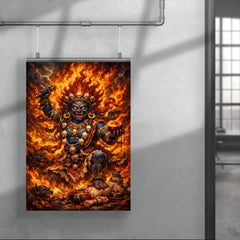 Tibetan wrathful deity amid blazing ritual fire poster 4