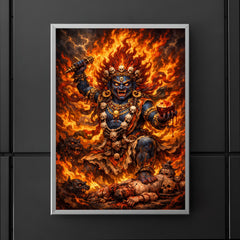 Tibetan wrathful deity amid blazing ritual fire poster 5