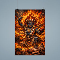 Tibetan wrathful deity amid blazing ritual fire poster 9