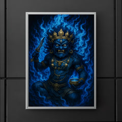 Tibetan wrathful deity Mahakala in blue fire poster 5