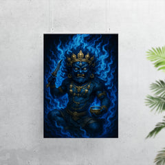 Tibetan wrathful deity Mahakala in blue fire poster 7