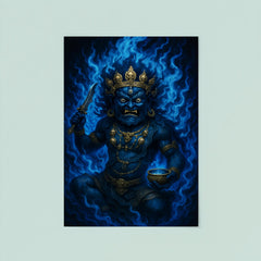 Tibetan wrathful deity Mahakala in blue fire poster 8