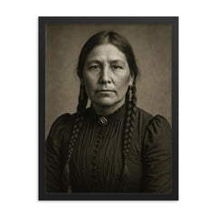 Tieraona Low Dog framed print on a plain backdrop in size 18"x24".