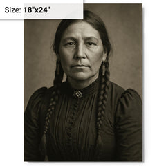 Tieraona Low Dog metal print on a plain backdrop in size 18"x24".