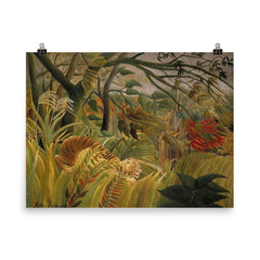 Tiger in a Tropical Storm (Surprised!) by Henri Rousseau poster on a plain backdrop in size 8"x10".