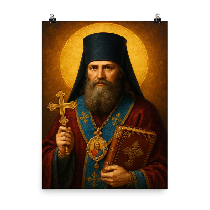Tikhon of Zadonsk poster on a plain backdrop in size 8