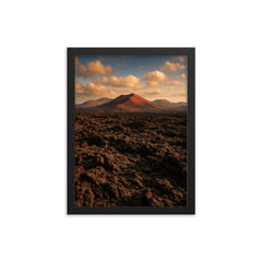 Timanfaya Lava Fields Lanzarote Spain framed print on a plain backdrop in size 12"x16".
