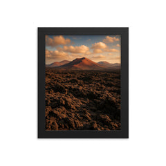 Timanfaya Lava Fields Lanzarote Spain framed print on a plain backdrop in size 8"x10".