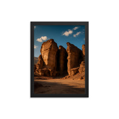 Timna Park Sandstone Pillars Israel framed print on a plain backdrop in size 12"x16".