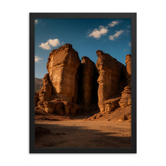 Timna Park Sandstone Pillars Israel framed print on a plain backdrop in size 18"x24".