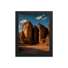 Timna Park Sandstone Pillars Israel framed print on a plain backdrop in size 8"x10".