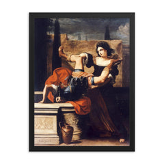 Timoclea Killing by Elisabetta Sirani, 1659 framed print on a plain backdrop in size 18"x24".
