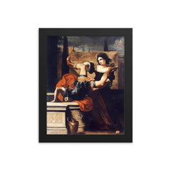 Timoclea Kills the Captain of Alexander the Great by Elisabetta Sirani, 1659 framed print on a plain backdrop in size 8"x10".