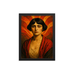 Tina Modotti framed print on a plain backdrop in size 12"x16".