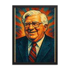 Tip O'Neill framed print on a plain backdrop in size 18"x24".