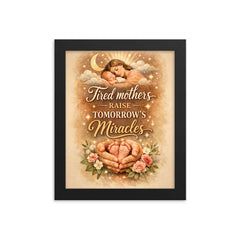 Tired mothers raise tomorrow's miracles framed print on a plain backdrop in size 8"x10".