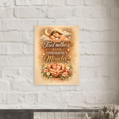 Tired mothers raise tomorrow's miracles metal print mockup