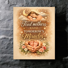 Tired mothers raise tomorrow's miracles metal print mockup