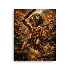 Tlahuicole gladiator against impossible odds canvas print on a plain backdrop in size 16"x20".