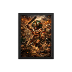 Tlahuicole gladiator against impossible odds framed print on a plain backdrop in size 12"x16".